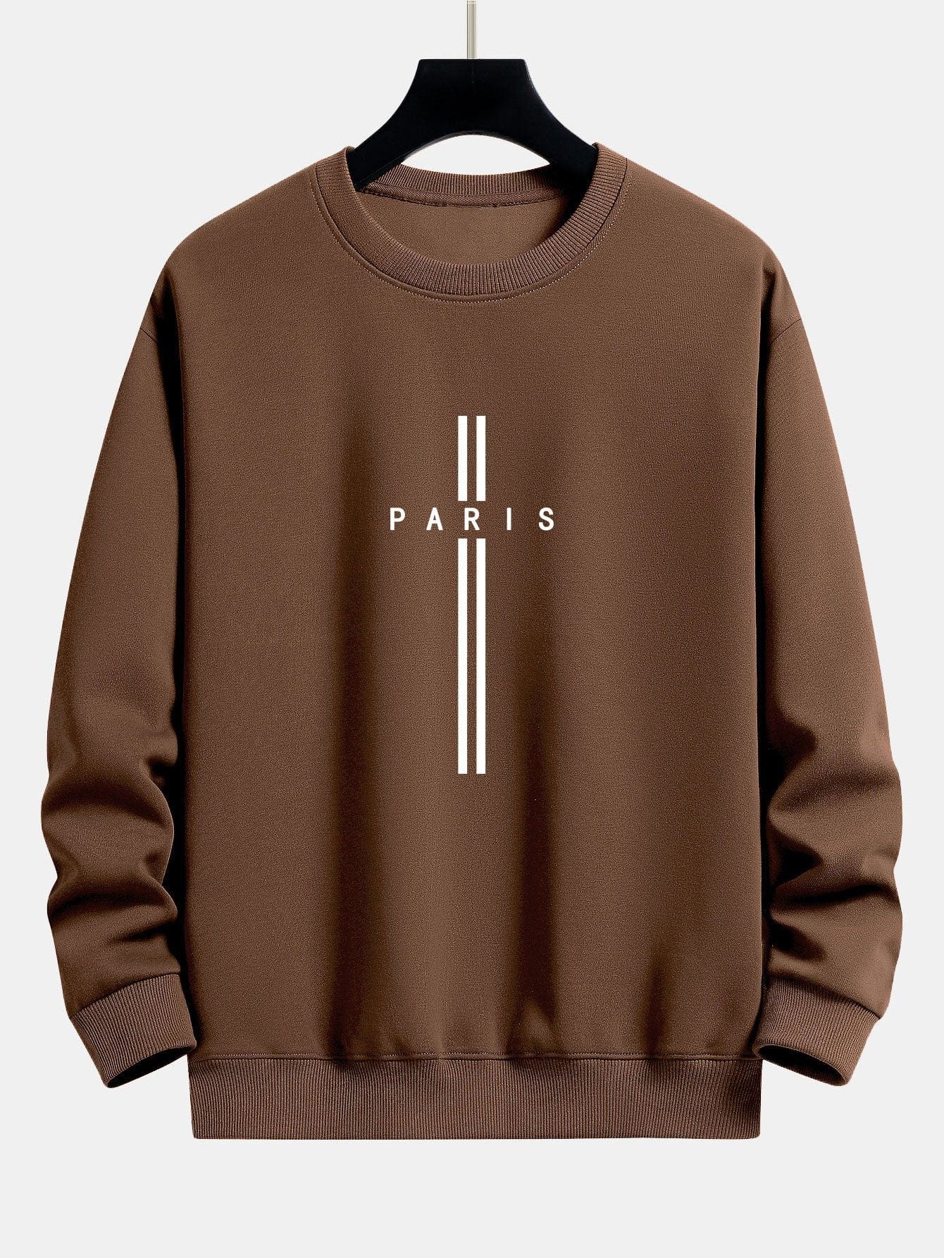 Velira Sweatshirts kava / S Paryžiaus Dryžuotas Laisvas Pritaikymas Sportinis Megztinis