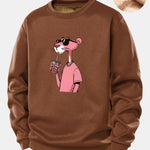 Velira Sweatshirts Kava / S Rožinė Panto Print Teddy Fleece Pamušalu Sweatshirt