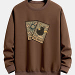 Velira Sweatshirts kava / S Saulės Mėnulio Katės Spaudas Laisvas Fit Megztinis