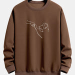 Velira Sweatshirts kava / S Šuo Linijos Piešimo Spauda Atsipalaidavęs Dydis Palaidinukė