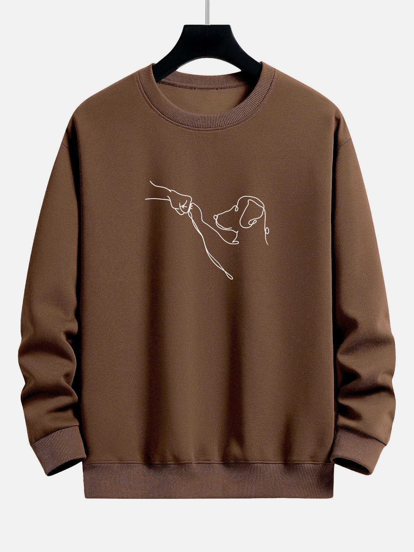 Velira Sweatshirts kava / S Šuo Linijos Piešimo Spauda Atsipalaidavęs Dydis Palaidinukė