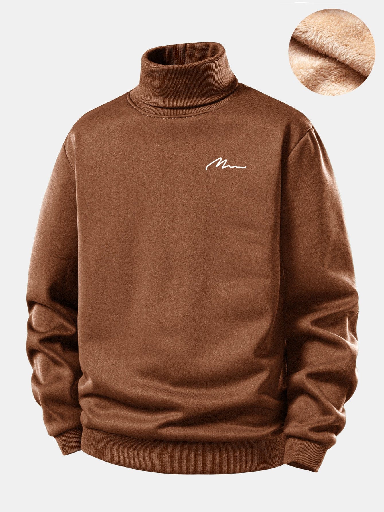 Velira Sweatshirts Kava / S Vyrų Print Teddy Fleece Pamušalu Kaklo Megztinis