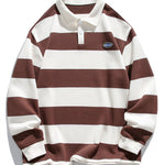 Velira Sweatshirts kava / XS Atsipalaidavęs Waffle Platus Dryžuotas Polo Megztinis