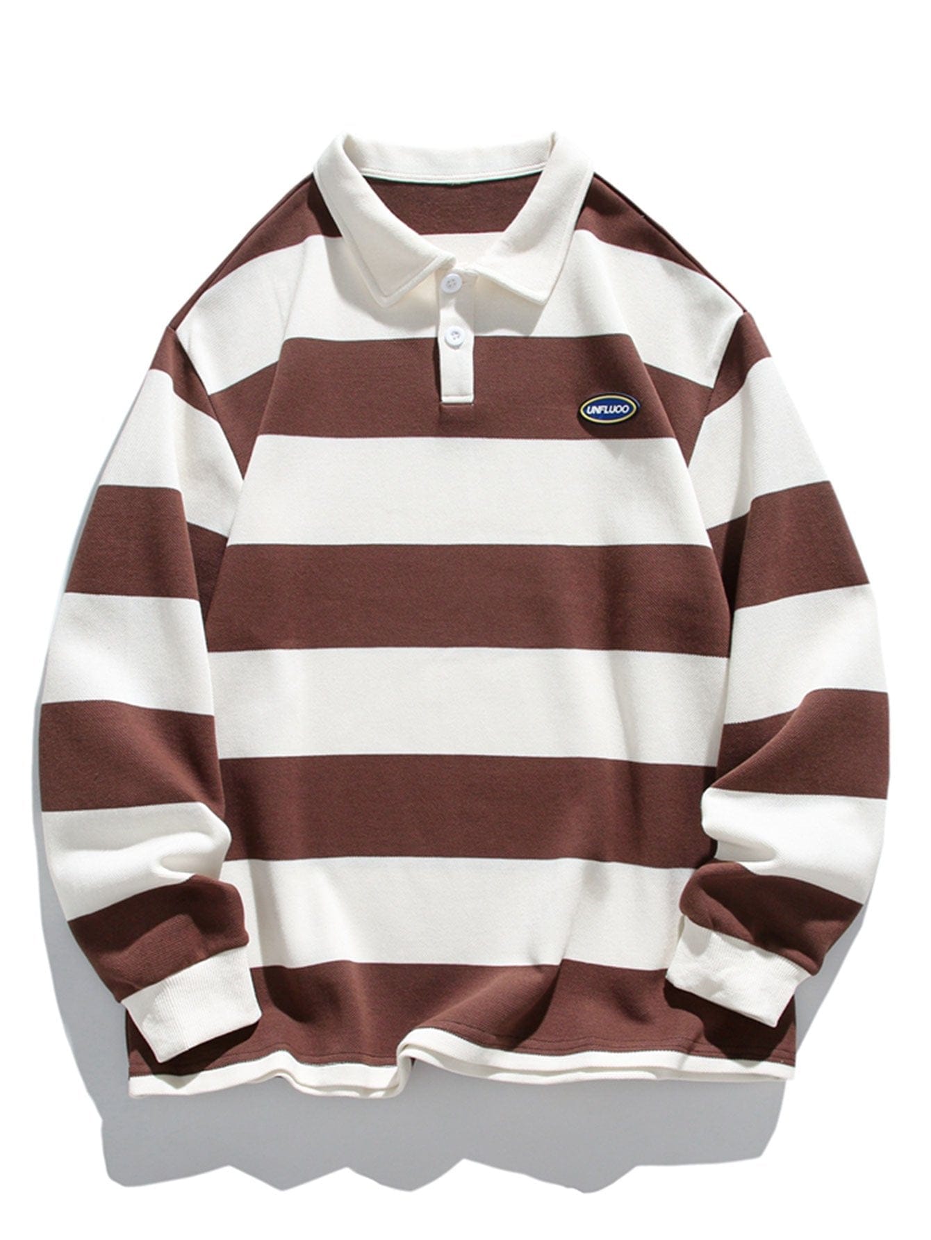 Velira Sweatshirts kava / XS Atsipalaidavęs Waffle Platus Dryžuotas Polo Megztinis