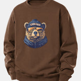 Velira Sweatshirts Kava / XS Čikagos Akiniai nuo saulės Lokio Spauda Laisvas Fit Megztinis