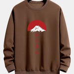 Velira Sweatshirts kava / XS Fuji kalno spauda laisvo kirpimo džemperis