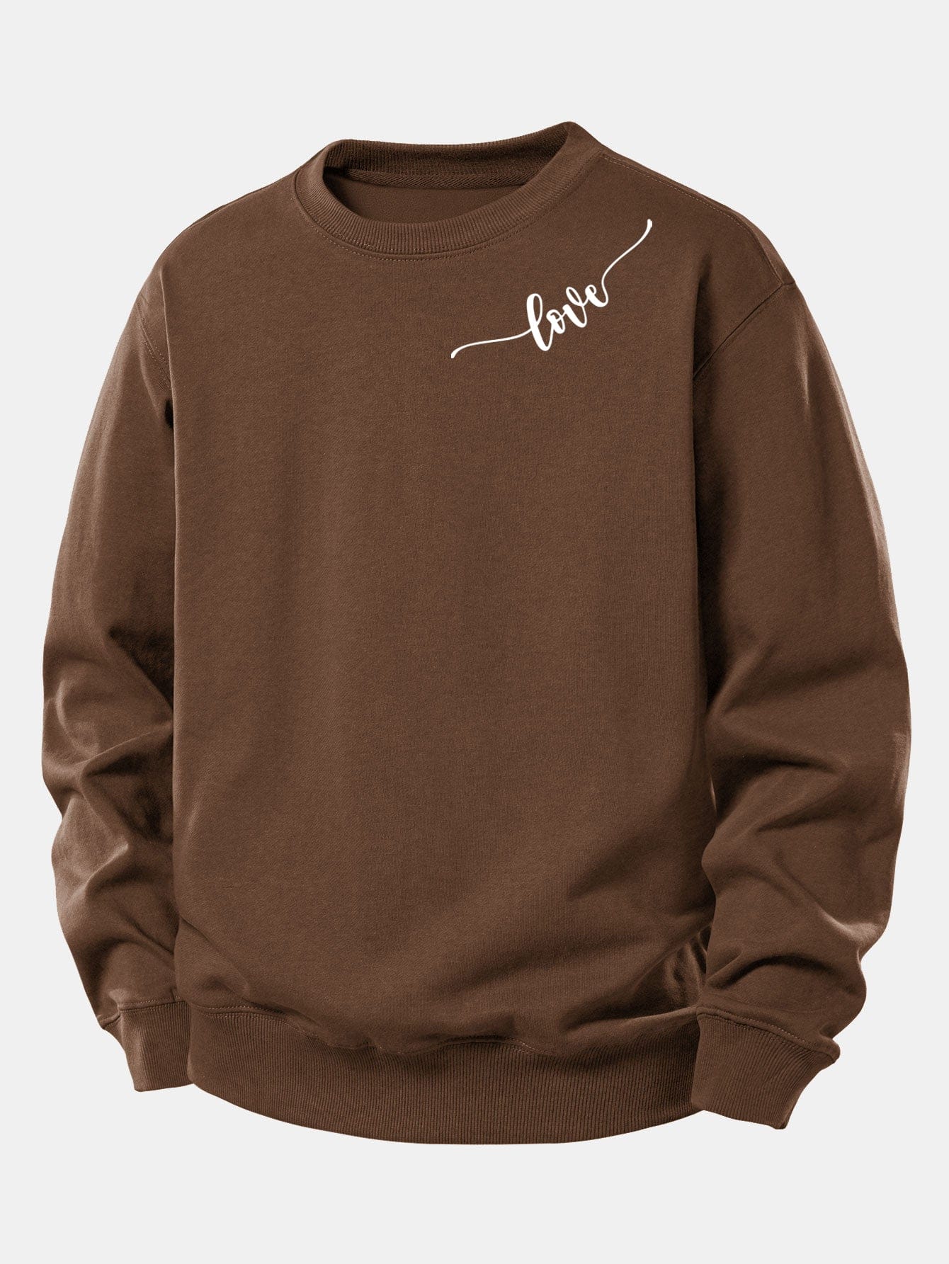Velira Sweatshirts Kava / XS Meilės Spauda Laisvo Kirpimo Moteriškas Megztinis