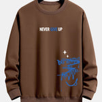 Velira Sweatshirts kava / XS Niekuomet nepasiduok Šypsenėlės Spauda Laisvo Kirpimo Megztinis