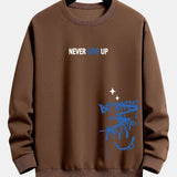 Velira Sweatshirts kava / XS Niekuomet nepasiduok Šypsenėlės Spauda Laisvo Kirpimo Megztinis