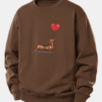 Velira Sweatshirts Kava / XS Širdies formos balionas šunų veislės printas laisvo kirpimo džemperis
