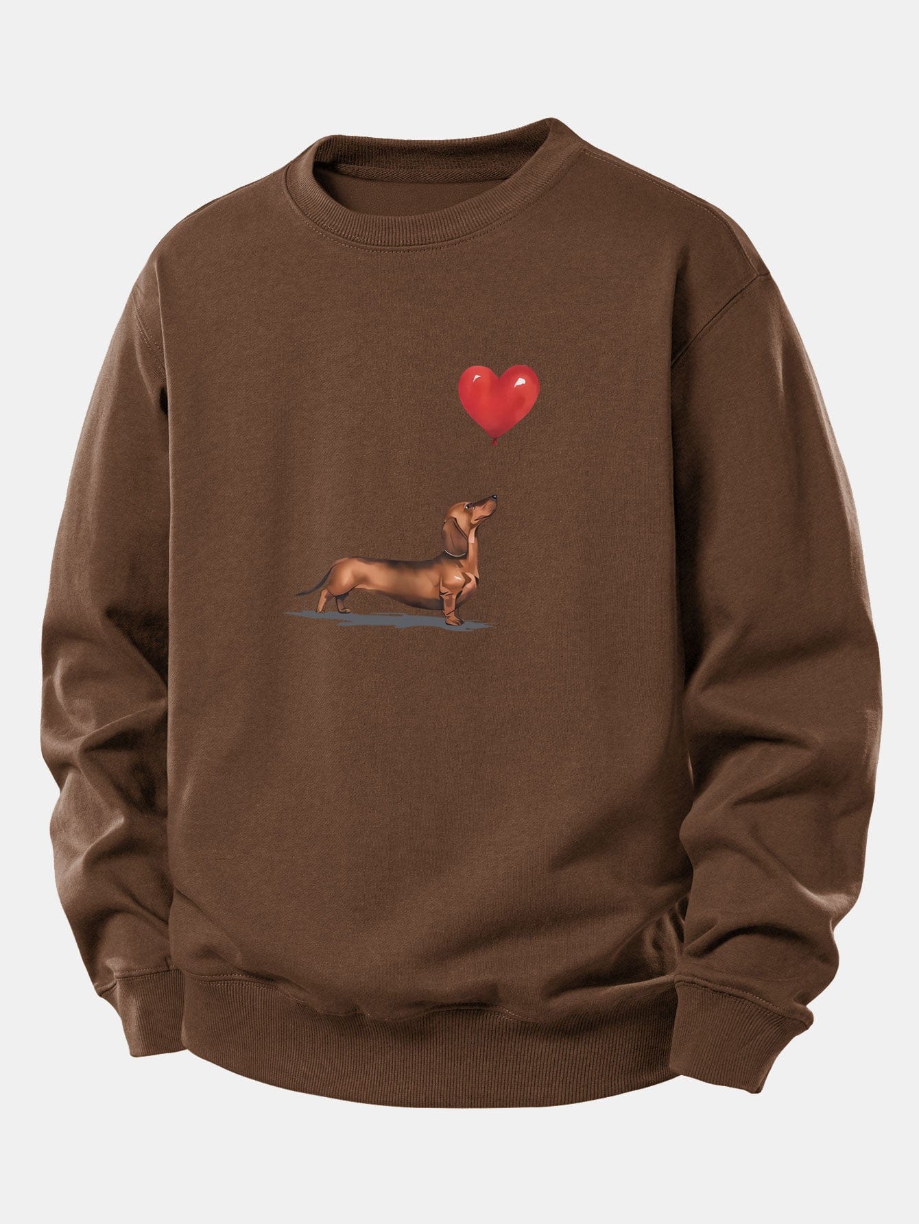 Velira Sweatshirts Kava / XS Širdies formos balionas šunų veislės printas laisvo kirpimo džemperis