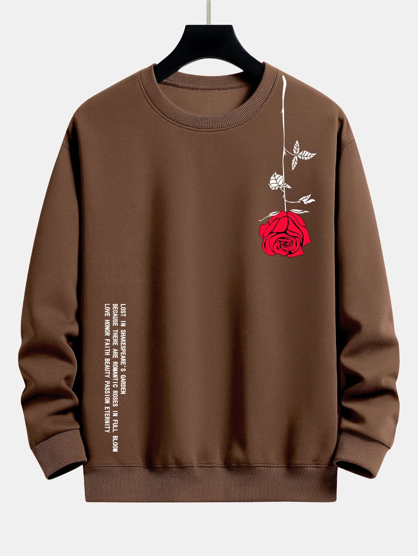 Velira Sweatshirts kava / XS Sloganas Rožių Spauda Laisvas Fit Palaidinė