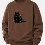 Velira Sweatshirts Kava / XS Spalvinga Lengva Juoda Katė Spauda Laisvas Fit Megztinis