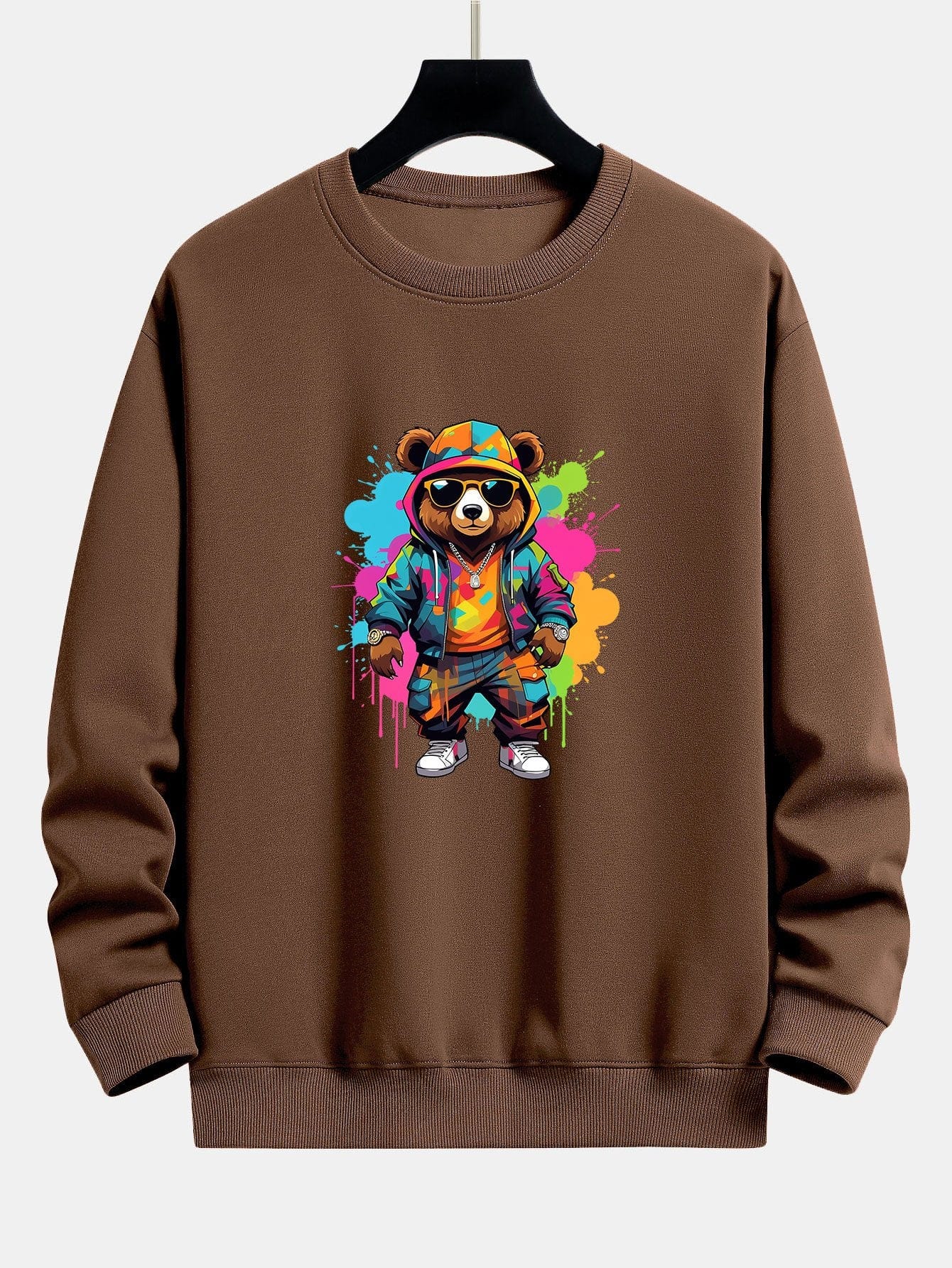 Velira Sweatshirts kava / XS Spalvingo Lokio Spauda Atsipalaidavęs Palaidinukas