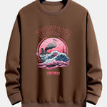Velira Sweatshirts kava / XS Tokijo Banga Gervė Paukštis Spauda Laisvas Fit Megztinis