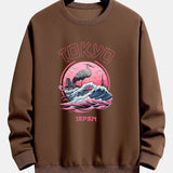 Velira Sweatshirts kava / XS Tokijo Banga Gervė Paukštis Spauda Laisvas Fit Megztinis