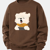 Velira Sweatshirts Kava / XS Žiovaujantis Šuniukas Spauda Laisvas Fit Džemperis