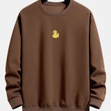 Velira Sweatshirts kavinė / S Maža Geltona Anties Spauda Laisva Fit Kapišonas