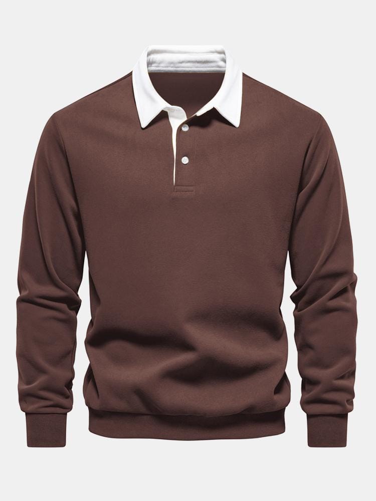Velira Sweatshirts kavos / S Kontrasto Polo Apykaklės Megztinis