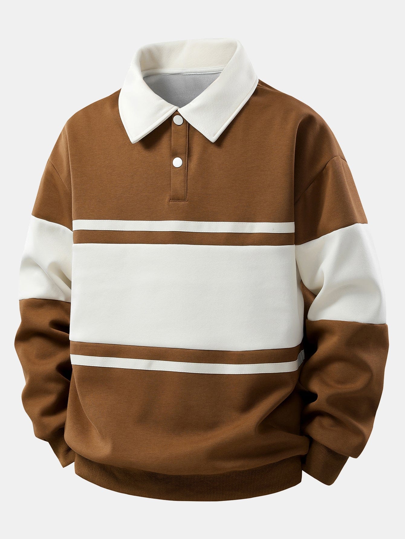 Velira Sweatshirts kavos / XS Atsipalaidavęs Fit Spalvų Blokų Palaidinė Su Polo Apykakle