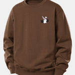 Velira Sweatshirts Kavos / XS Fitneso Kiškio Spaudas Laisvas Pjūvis Sportinis Megztinis