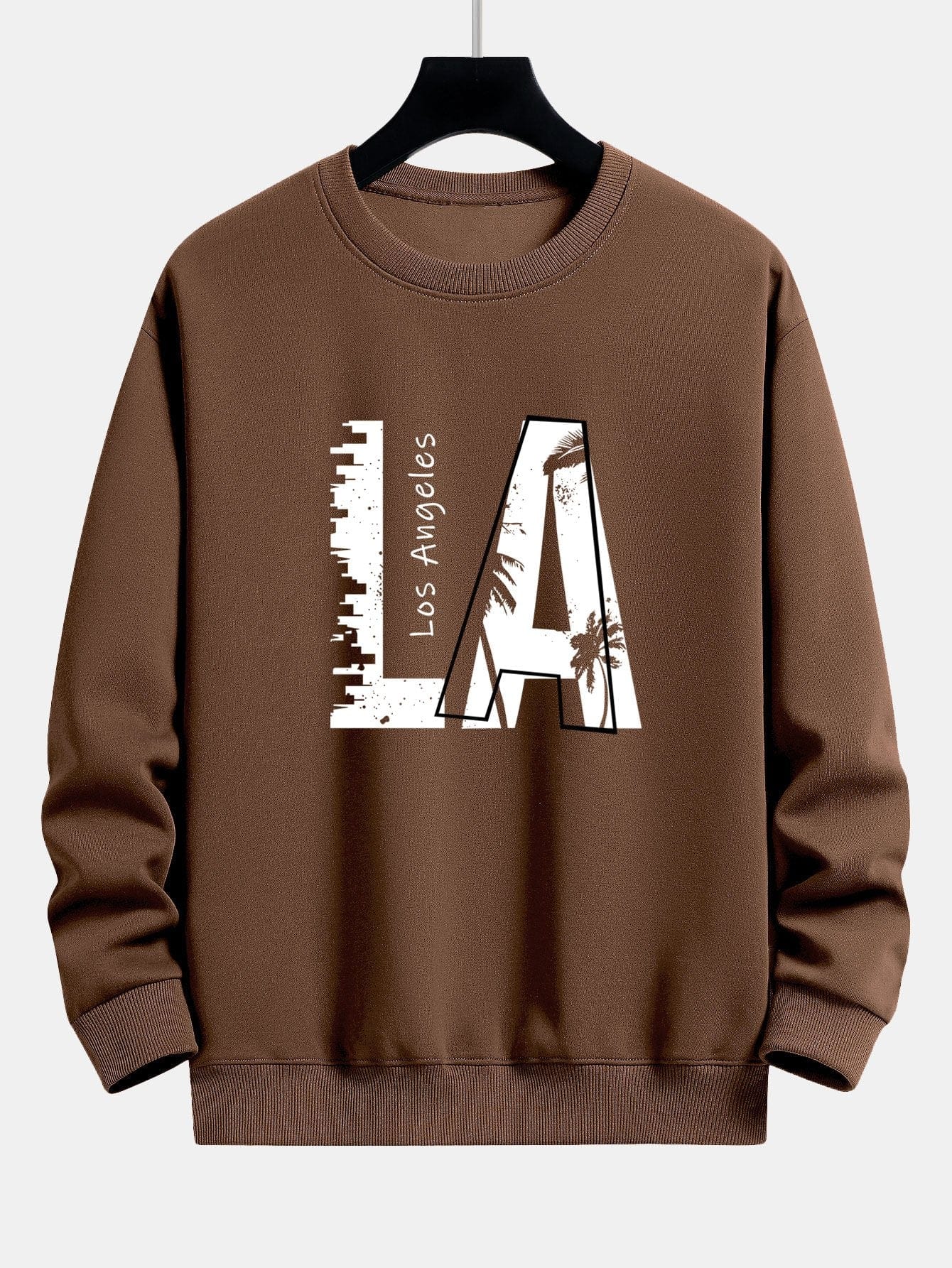 Velira Sweatshirts kavos / XS Los Andželo spauda laisvo kirpimo džemperis