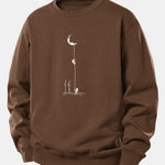 Velira Sweatshirts Kavos / XS Mėnulio Astronauto Spauda Laisvo Pjūvio Džemperis