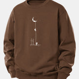 Velira Sweatshirts Kavos / XS Mėnulio Astronauto Spauda Laisvo Pjūvio Džemperis