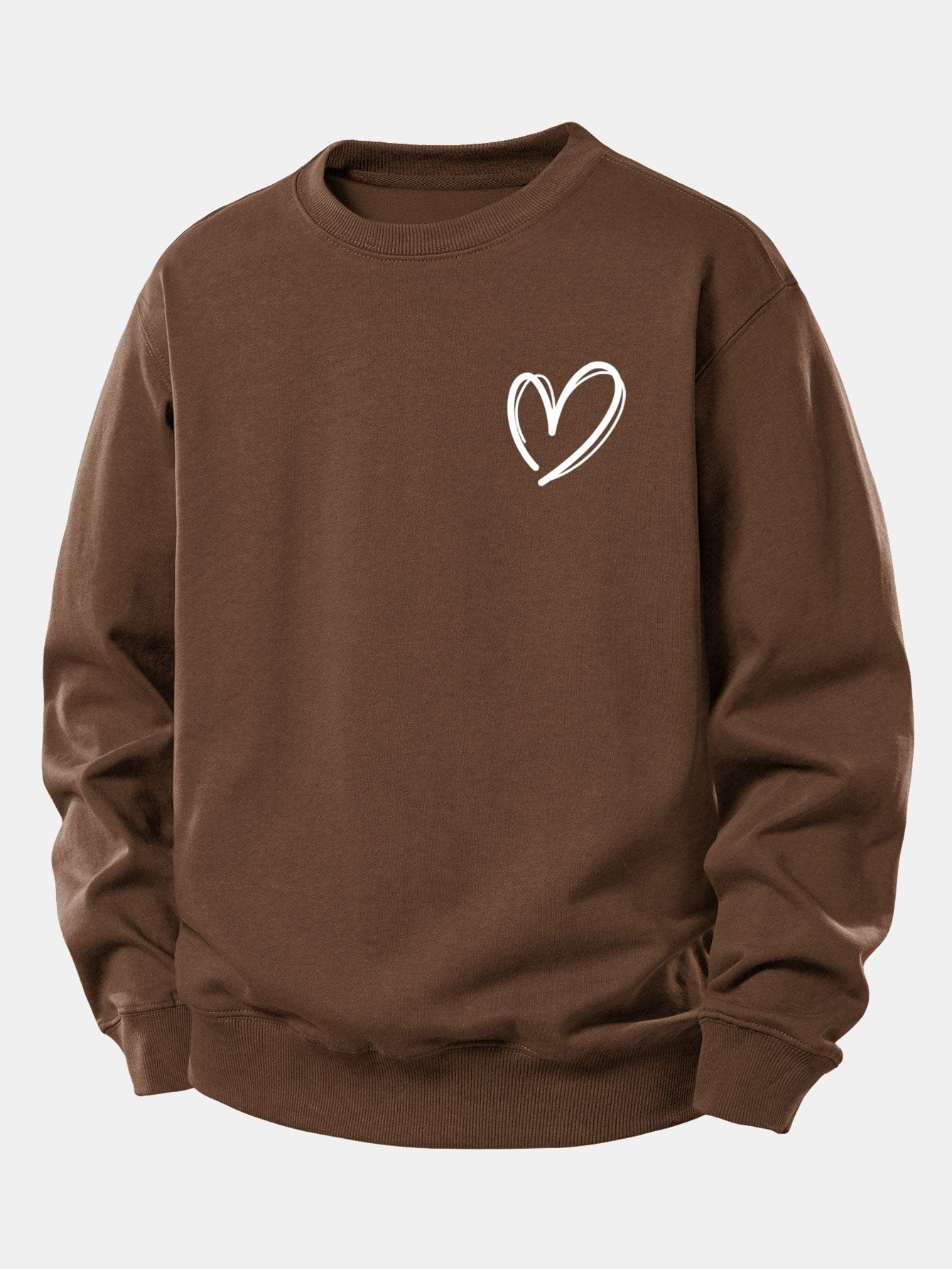 Velira Sweatshirts Kavos / XS Širdies Raštas Laisvo Pjūvio Megztinis
