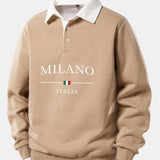 Velira Sweatshirts Kreminė / S Milano Spausdinimo Kontrasto Polo Apykaklės Megztinis