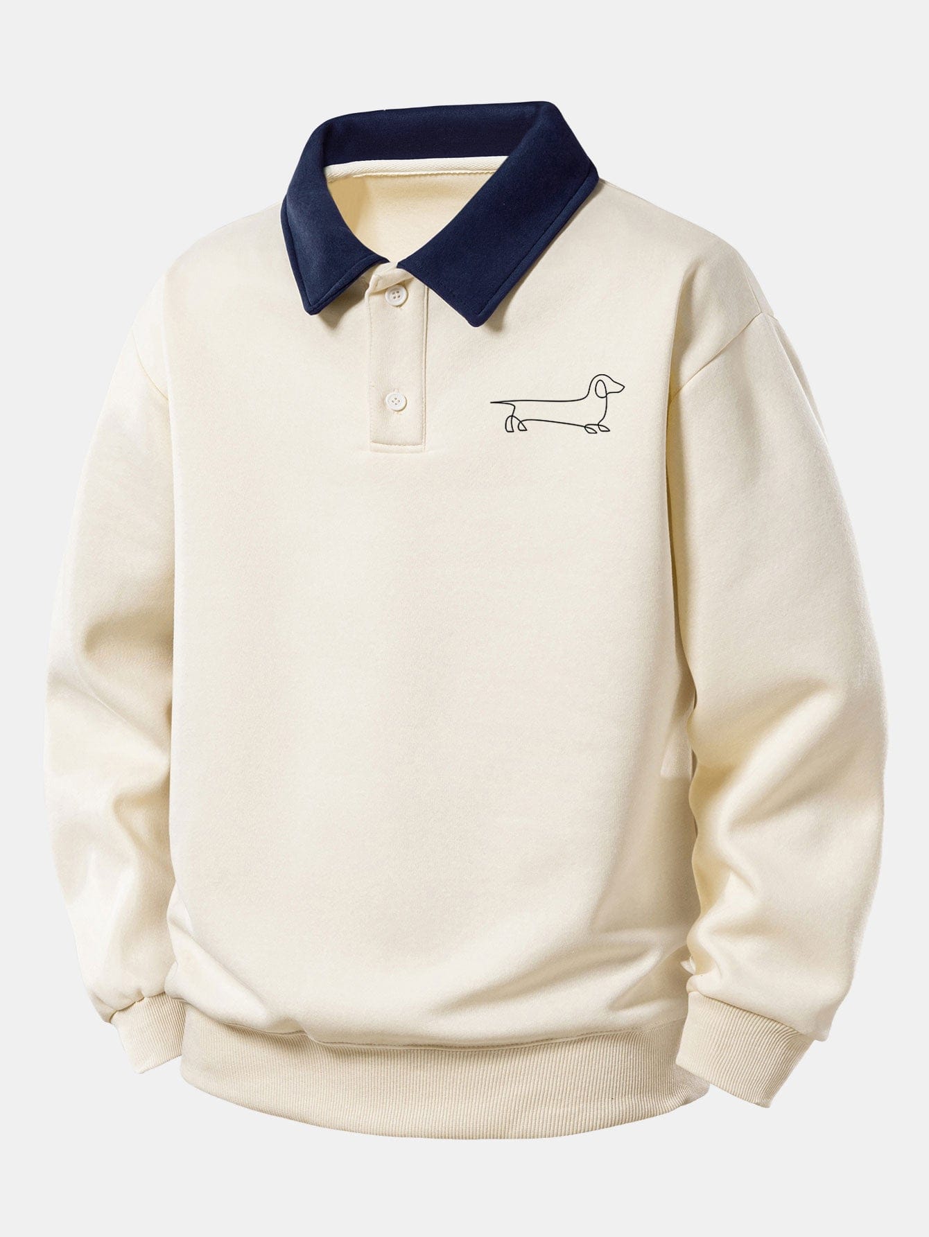 Velira Sweatshirts Kreminė / XS Atsipalaidavęs Pritaikymas Šunų Spausdinimo Kontrasto Polo Megztinis
