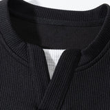 Velira Sweatshirts Laisvas Fit Waffle V formos Kaklo Megztinis