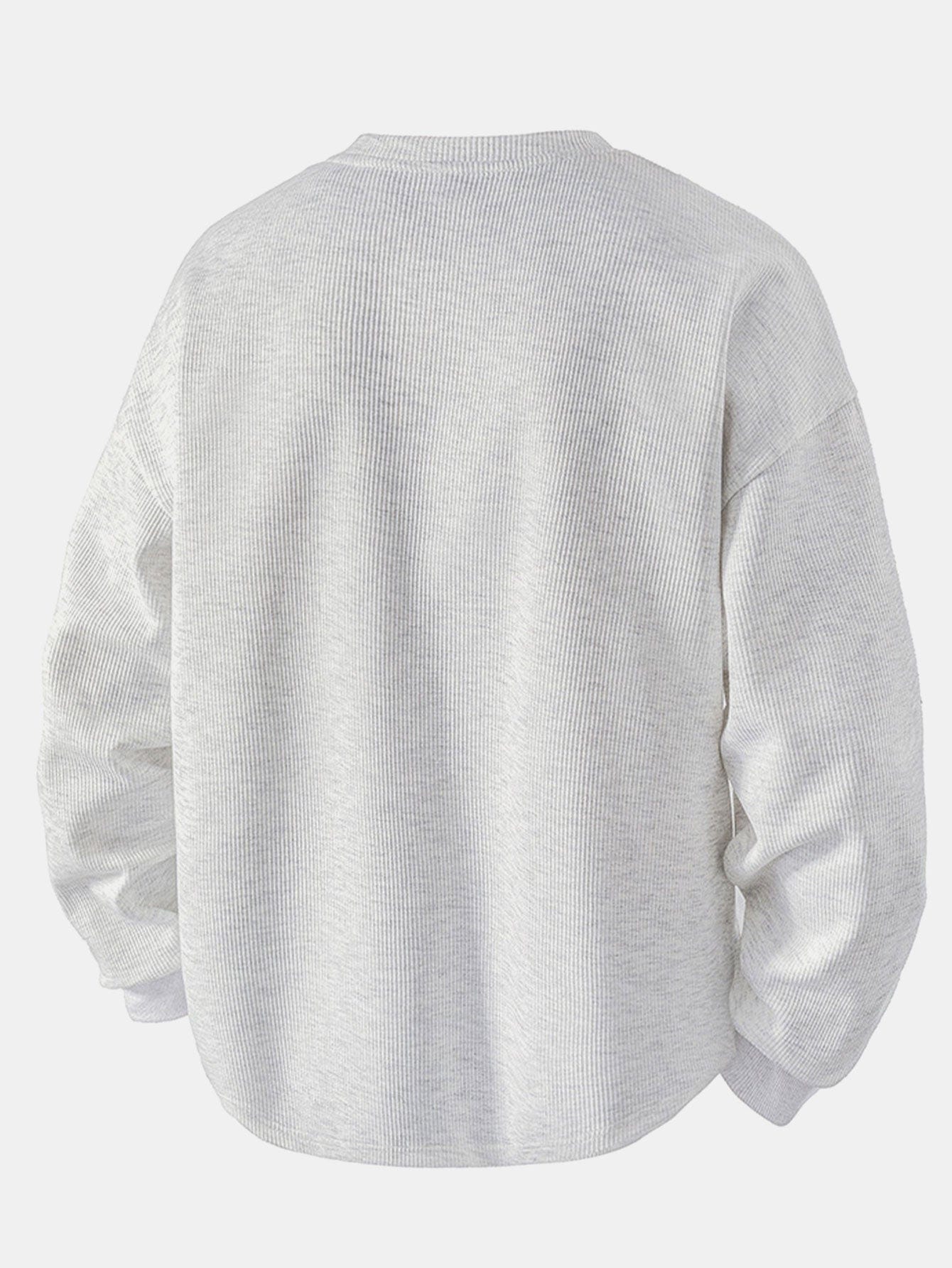 Velira Sweatshirts Laisvas Fit Waffle V formos Kaklo Megztinis