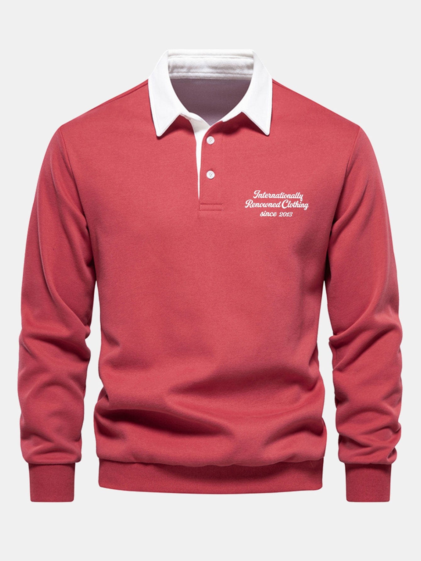 Velira Sweatshirts lašiša / S Sloganas Spausdintas Kontrasto Polo Apykaklės Megztinis