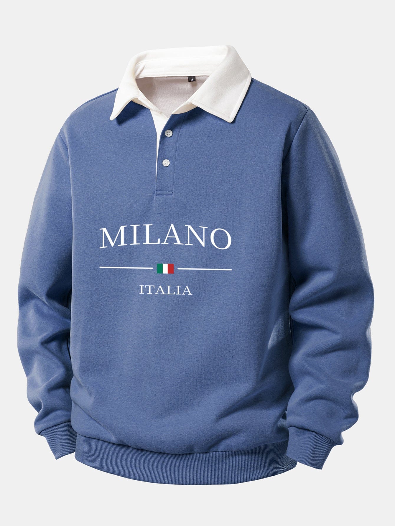 Velira Sweatshirts Mėlyna / S Milano Spausdinimo Kontrasto Polo Apykaklės Megztinis