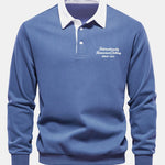 Velira Sweatshirts mėlyna / S Sloganas Spausdintas Kontrasto Polo Apykaklės Megztinis