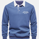 Velira Sweatshirts mėlyna / S Sloganas Spausdintas Kontrasto Polo Apykaklės Megztinis