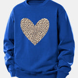 Velira Sweatshirts Mėlyna / XS Leopardų širdies raštas laisvo kirpimo džemperis