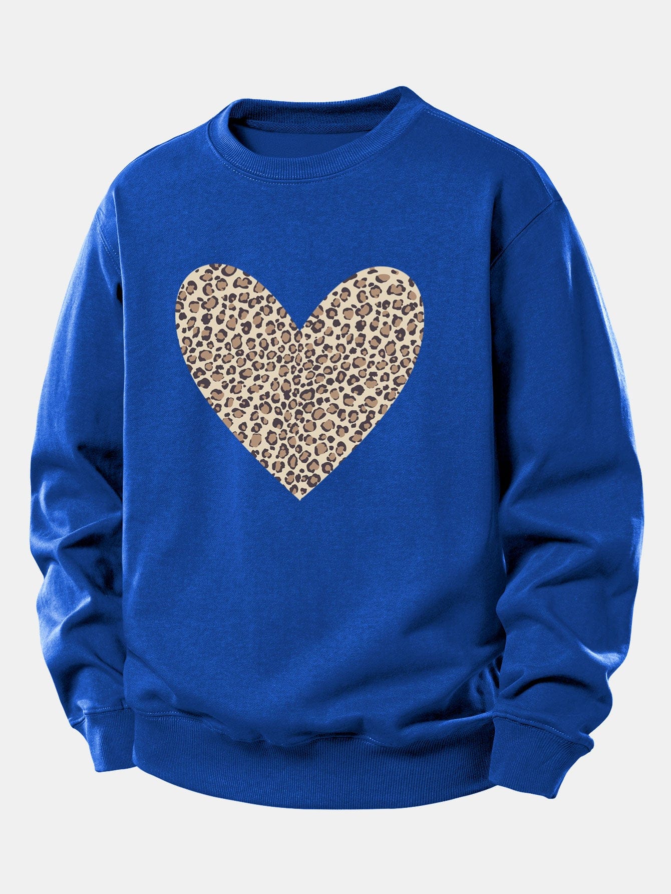 Velira Sweatshirts Mėlyna / XS Leopardų širdies raštas laisvo kirpimo džemperis