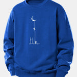 Velira Sweatshirts Mėlyna / XS Mėnulio Astronauto Spauda Laisvo Pjūvio Džemperis