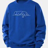Velira Sweatshirts Mėlyna / XS Miegantis Šuo Linijos Spauda Laisvas Fit Megztinis