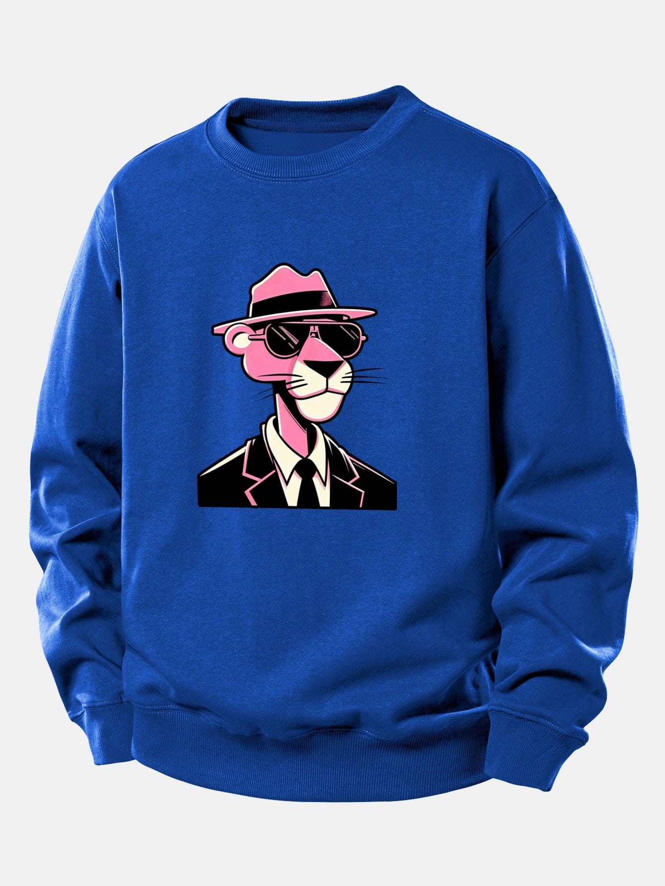 Velira Sweatshirts Mėlyna / XS Rožinė džentelmenų panteros spauda laisvo kirpimo megztinis