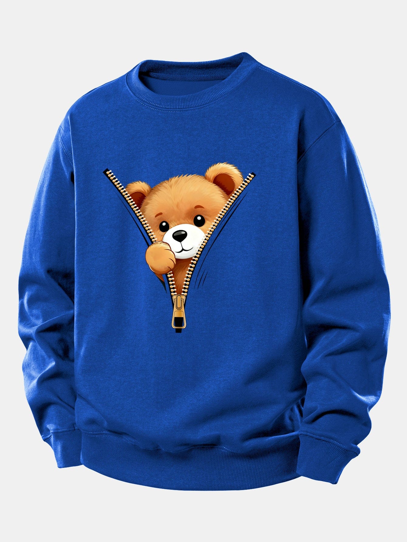 Velira Sweatshirts Mėlyna / XS Užtrauktuko meškiuko spauda laisvo kirpimo džemperis