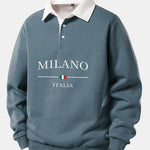 Velira Sweatshirts Mėlyna-žalia / S Milano Spausdinimo Kontrasto Polo Apykaklės Megztinis