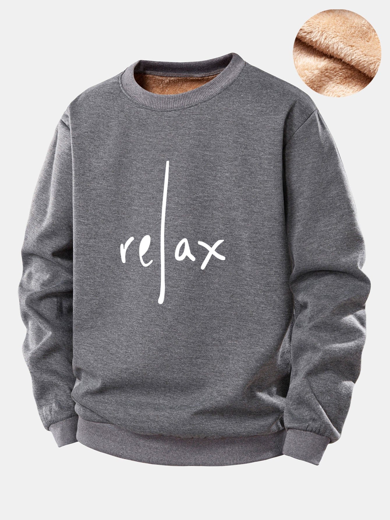 Velira Sweatshirts Pilka / S Atsipalaidavimas Spausdintas Teddy Fleece Pamušalas Švarkas