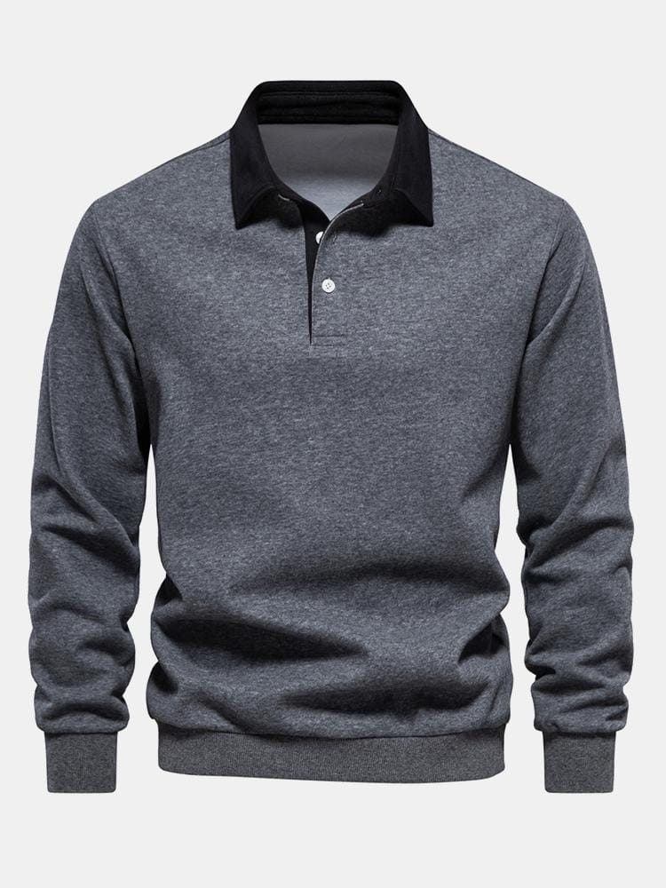 Velira Sweatshirts pilka / S Kontrasto Polo Apykaklės Megztinis