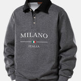 Velira Sweatshirts Pilka / S Milano Spausdinimo Kontrasto Polo Apykaklės Megztinis