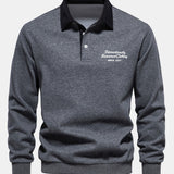 Velira Sweatshirts pilka / S Sloganas Spausdintas Kontrasto Polo Apykaklės Megztinis