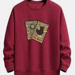 Velira Sweatshirts raudona / S Saulės Mėnulio Katės Spaudas Laisvas Fit Megztinis