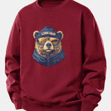 Velira Sweatshirts Raudona / XS Čikagos Akiniai nuo saulės Lokio Spauda Laisvas Fit Megztinis